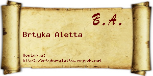 Brtyka Aletta névjegykártya